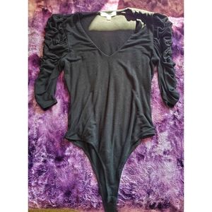 Black Puff Half Sleeve Bodysuit. Size Medium